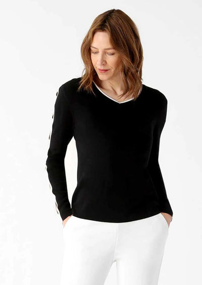 Lisette L Jane Fabric V-Neck Sweater 