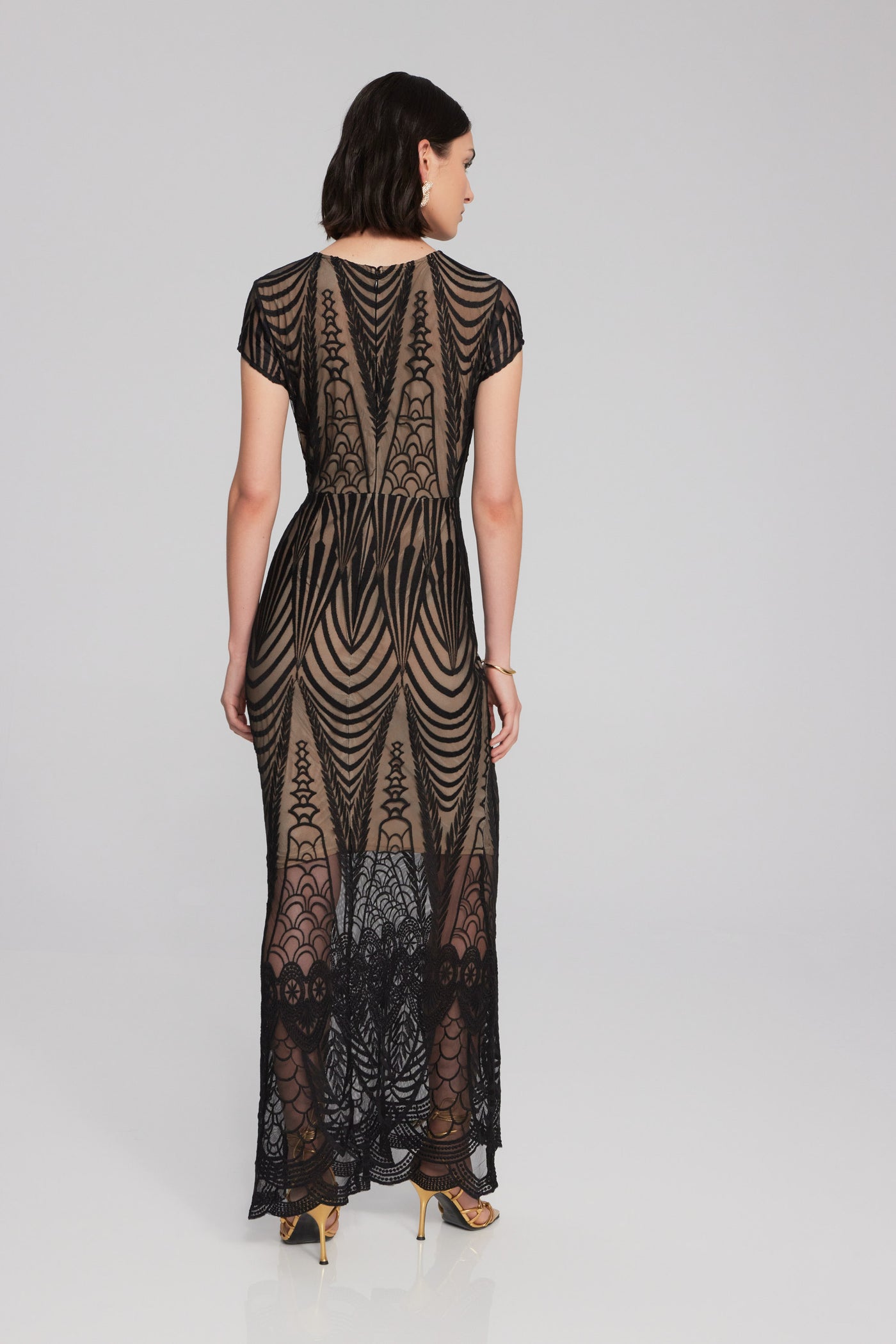 Joseph Ribkoff Embroidered Lace Trumpet Gown 