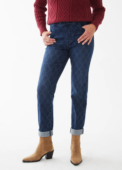 French Dressing Jeans Printed Pull-On Straight Ankle 