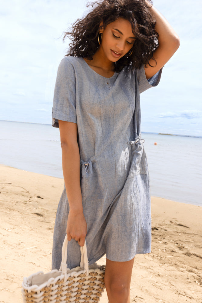 relaxed linen beach dress Women Linen Dress, Organic Linen Summer Dress, Relaxed Fit Breathable Linen Clothing