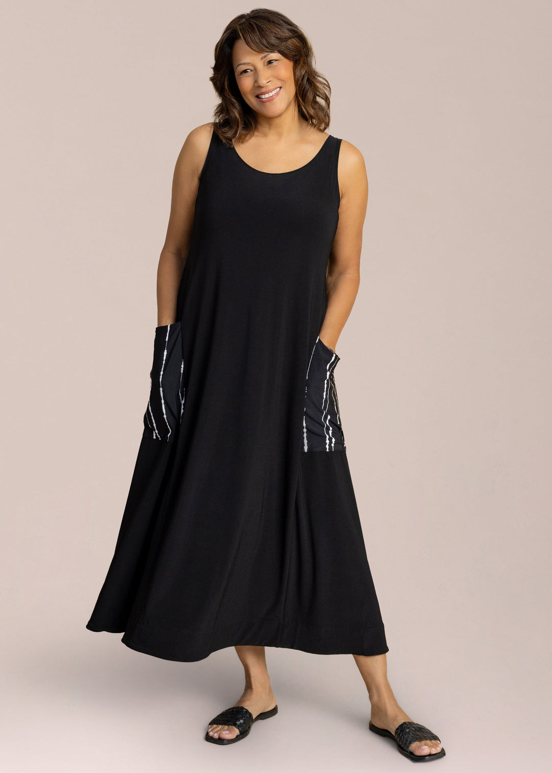 Flare Dress Pocket Print Flare Dress Pocket Print