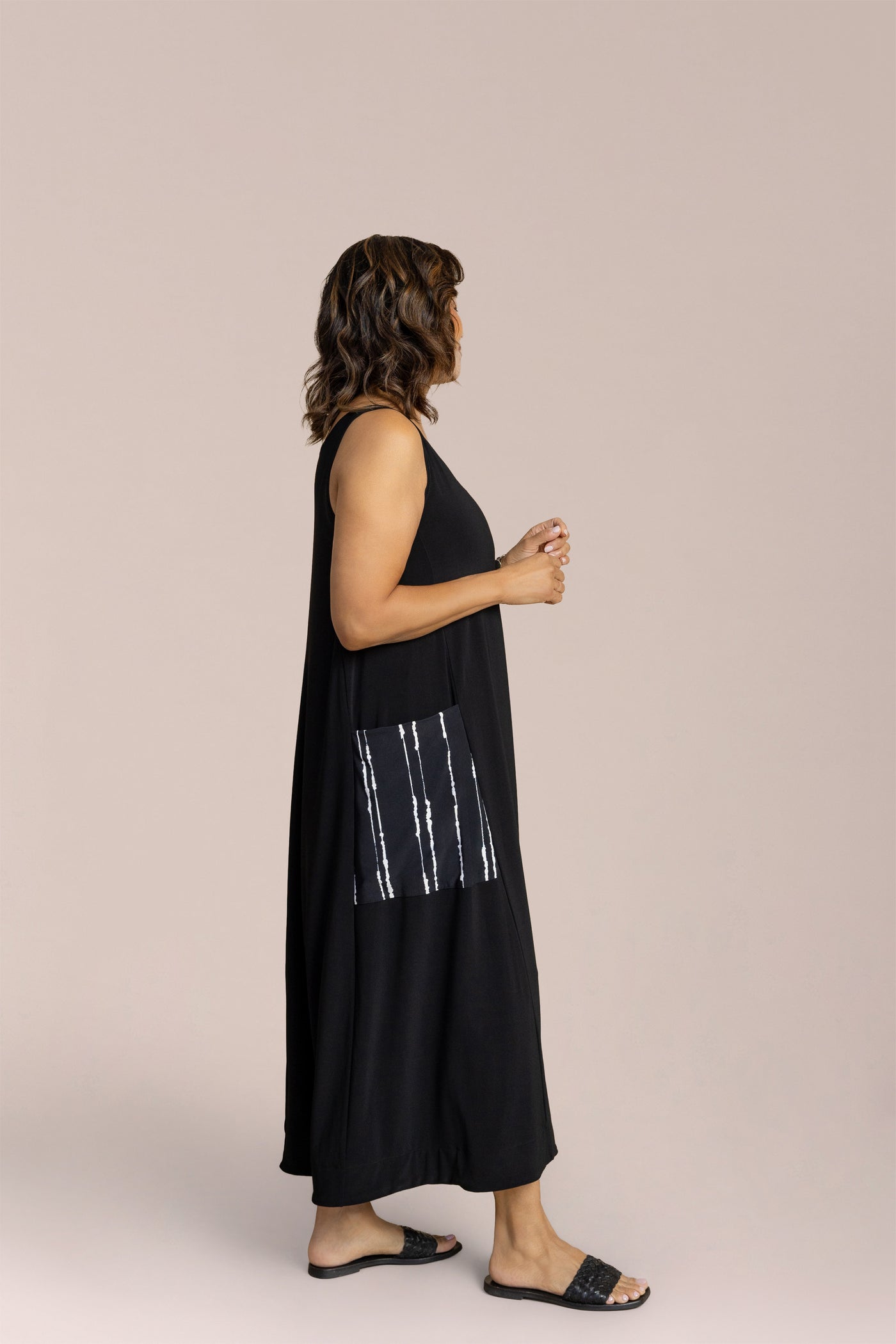 Flare Dress Pocket Print Flare Dress Pocket Print
