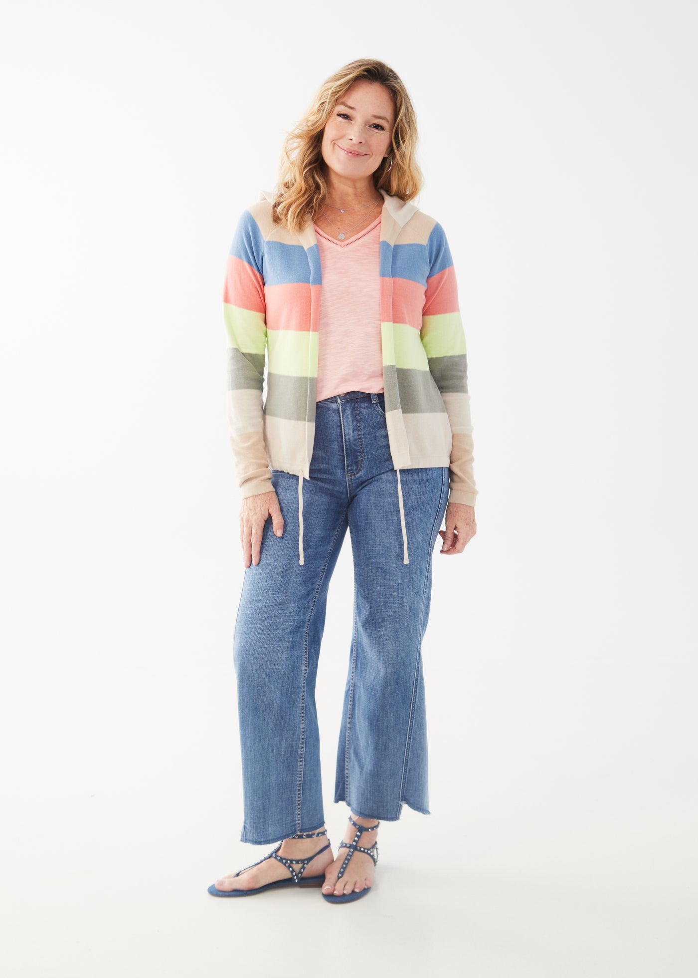 French Dressing Jeans Striped Hooded Cardigan 