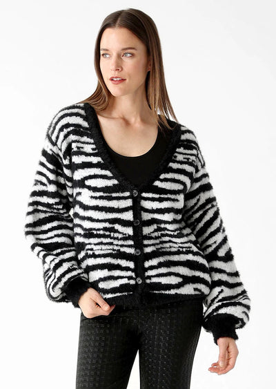 Noelle Fabric Cardigan in Zebra Pattern Lisette L