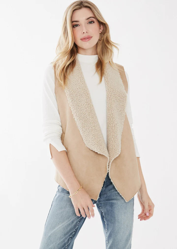 French Dressing Jeans Faux Suede Sherpa Vest 