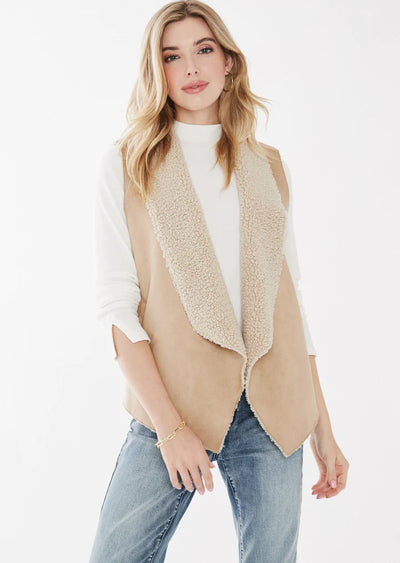 French Dressing Jeans Faux Suede Sherpa Vest 