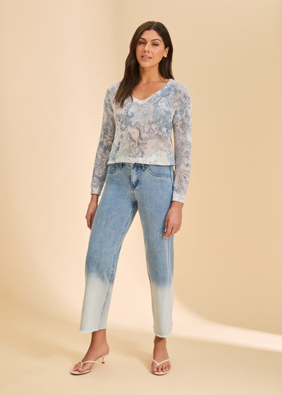 V-Neck Printed Sweater French Dressing Jeans