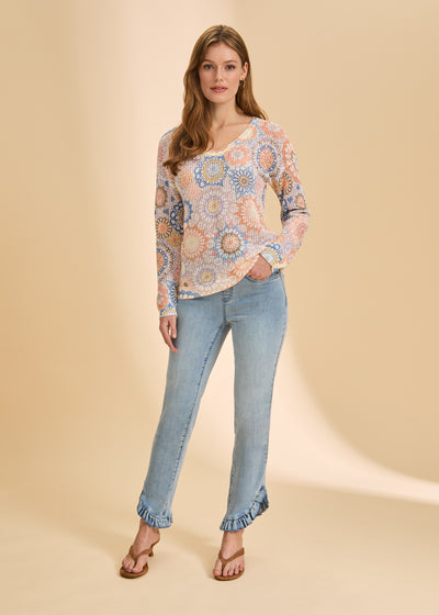 V-Neck Printed Sweater French Dressing Jeans