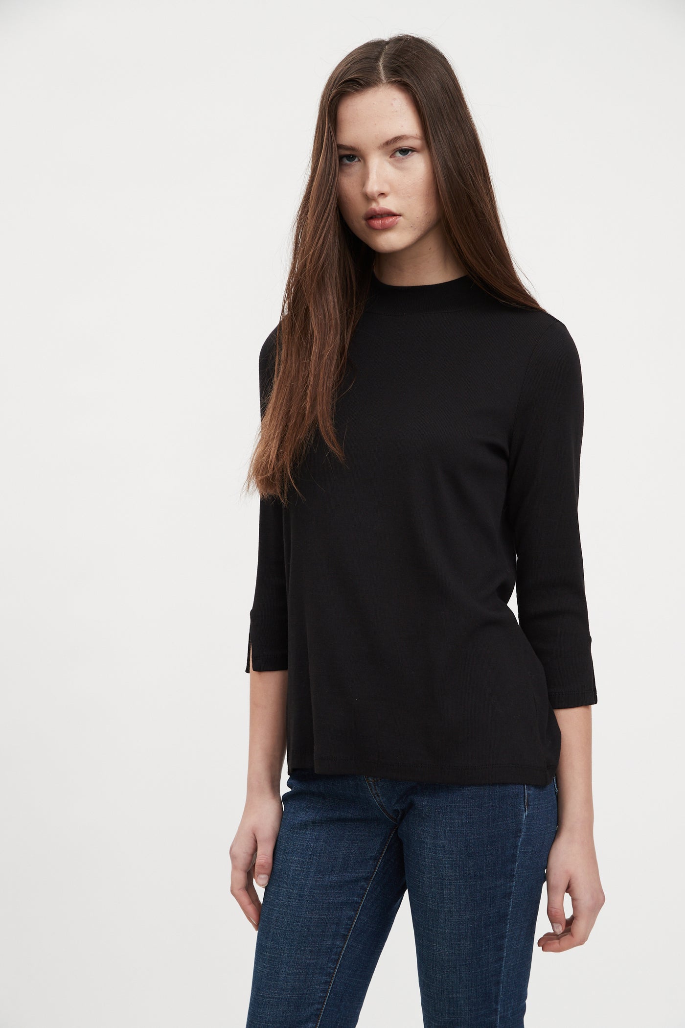 French Dressing Jeans 3/4 Sleeve Mock Neck Top 