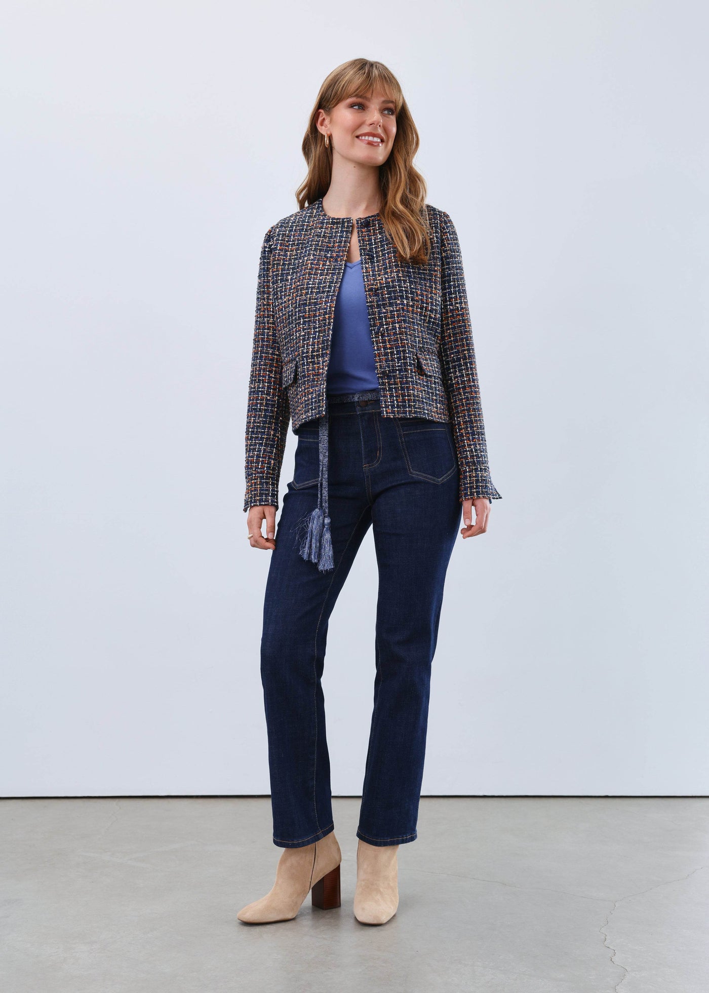 Tweed Collarless Jacket - Dream Pants