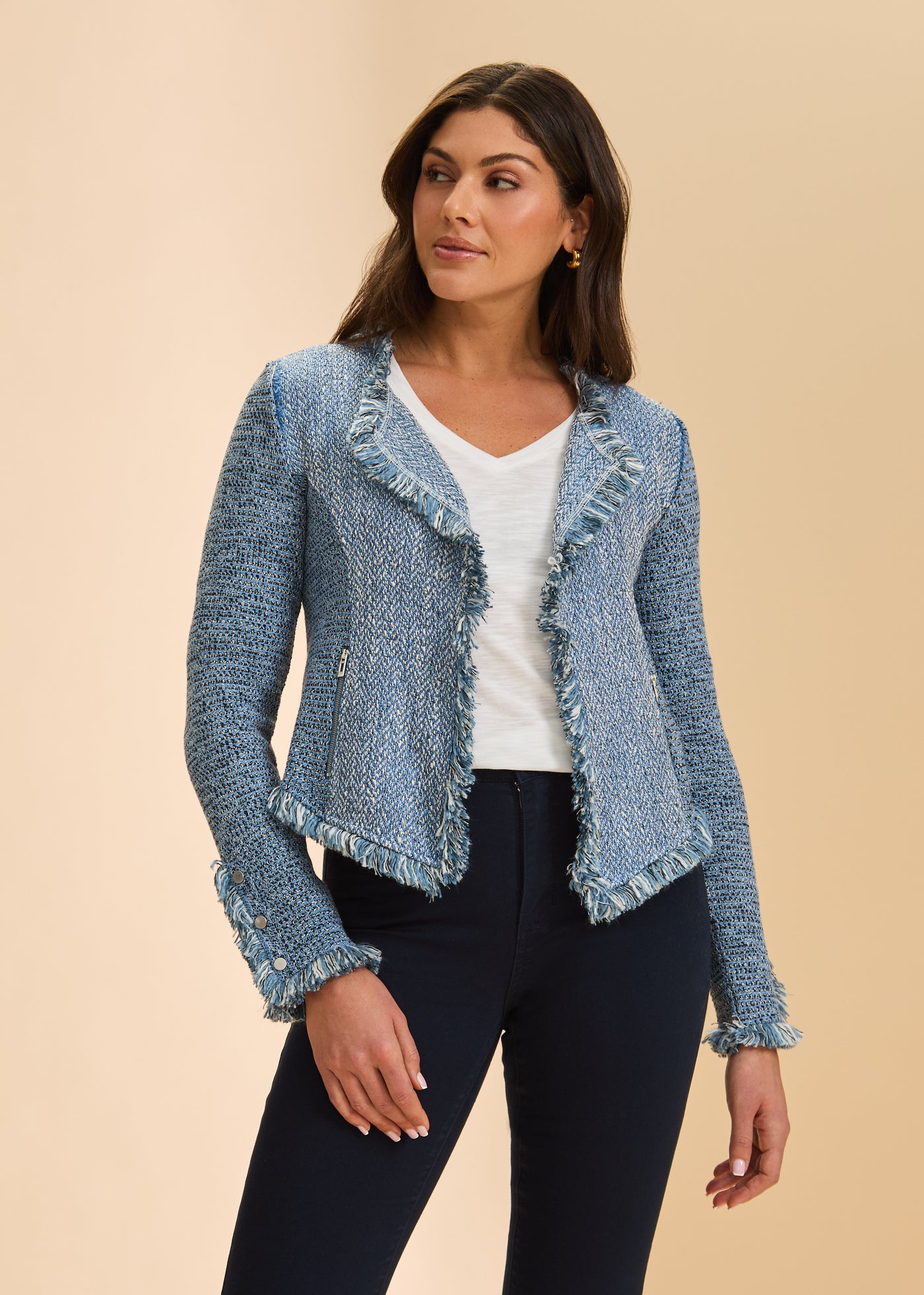 Deconstructed Knit Tweet Jacket French Dressing Jeans