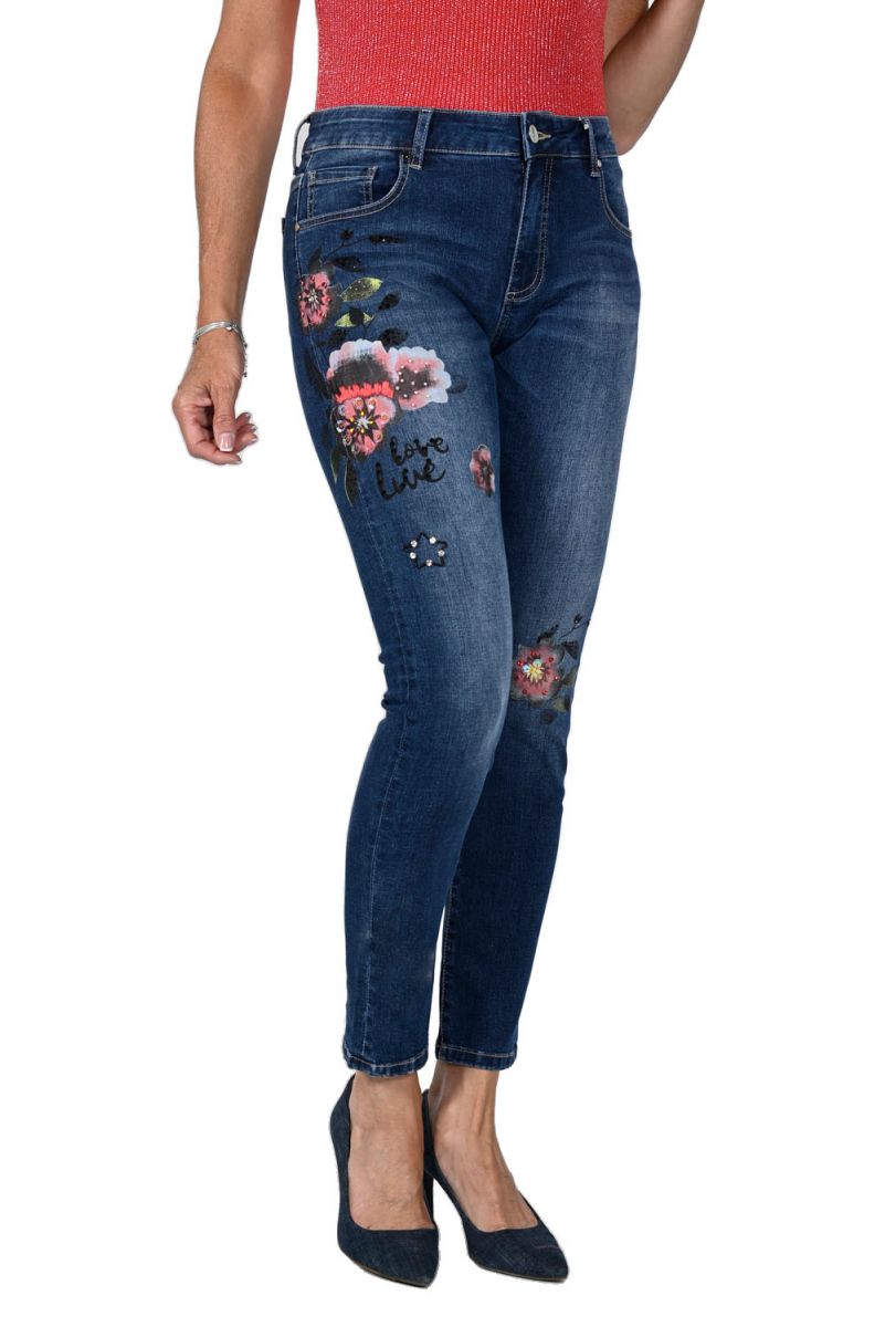 Frank Lyman Floral And Sequin Jeans 