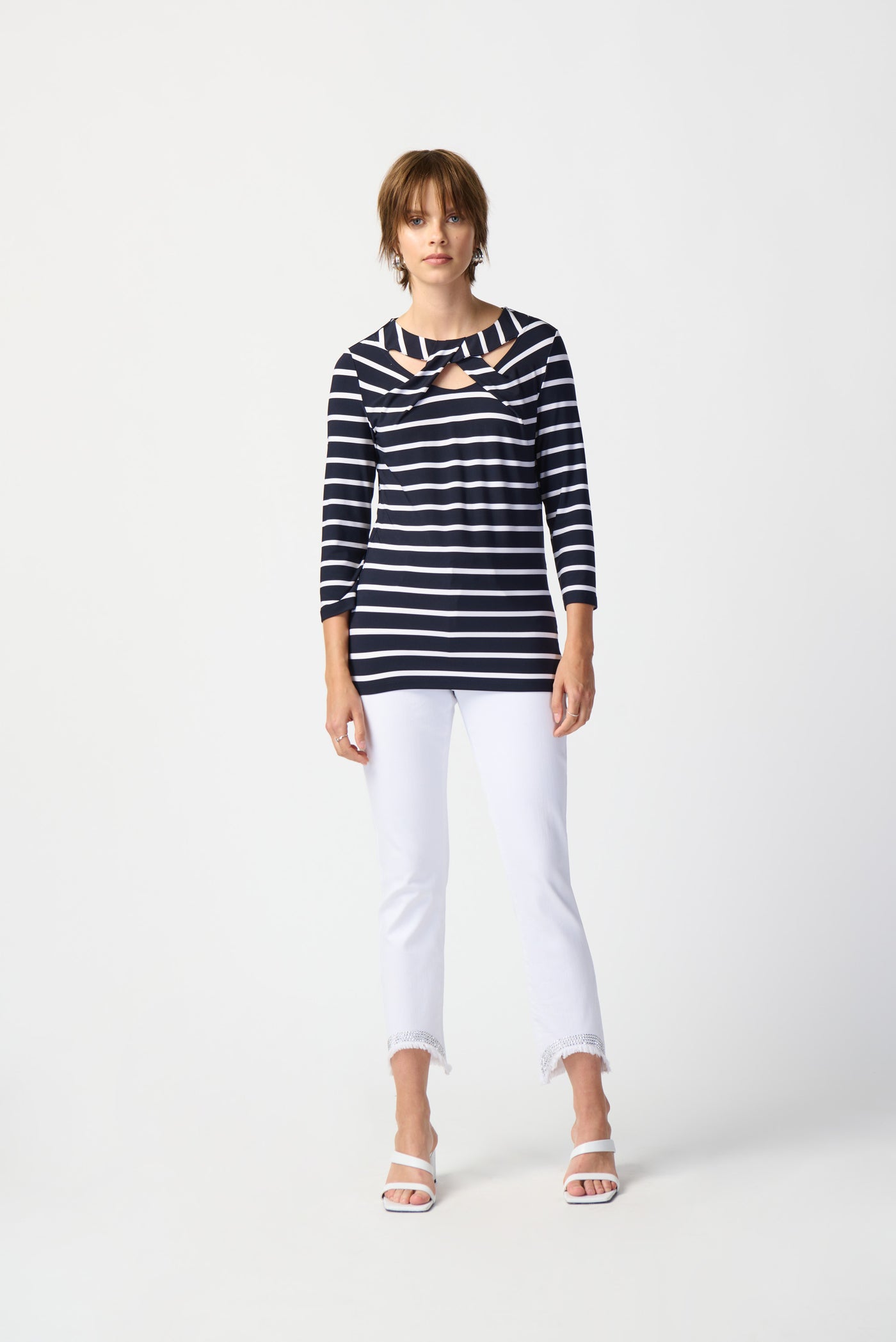 Joseph Ribkoff Striped Silky Knit Fitted Top 