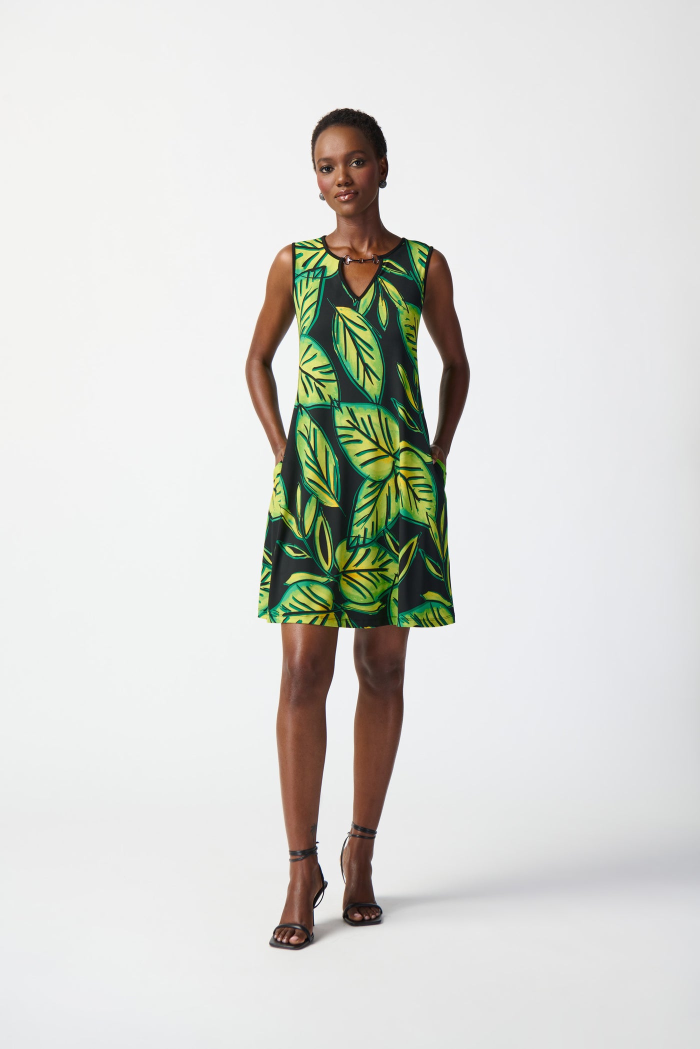 Joseph Ribkoff Tropical Print Silky Knit A-Line Dress 