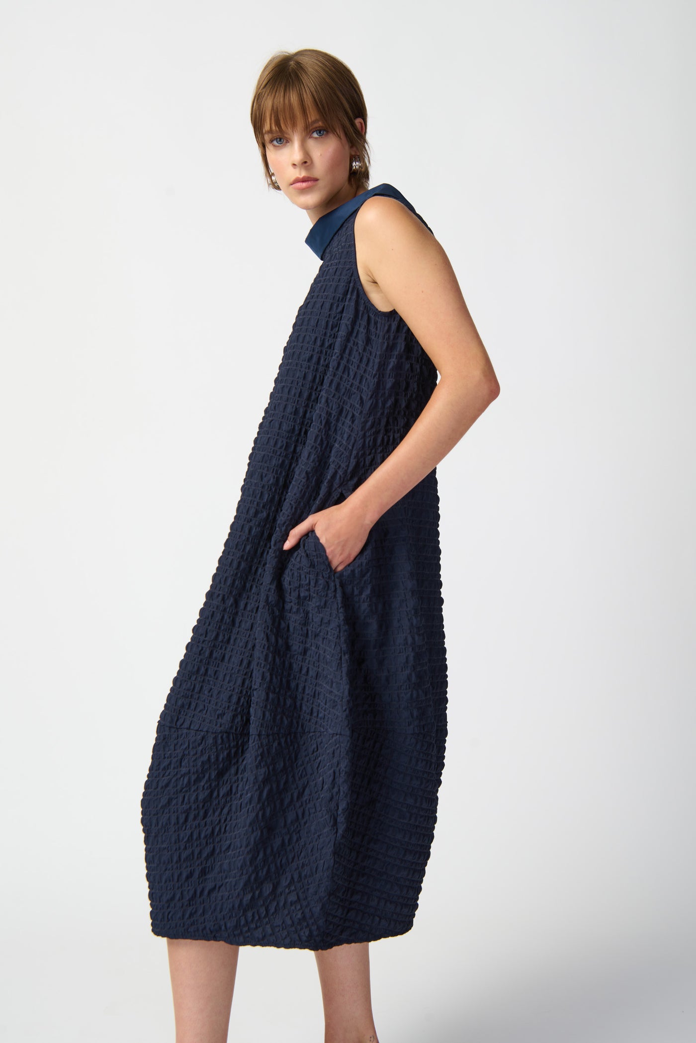 Joseph Ribkoff Textured Woven Sleeveless Cocoon Dress 