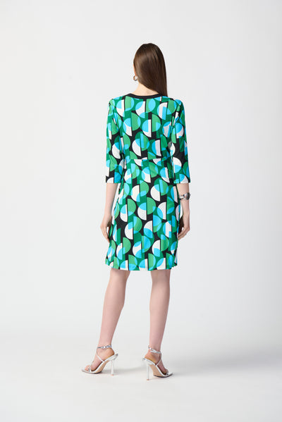 Joseph Ribkoff Geometric Print Silky Knit Wrap Dress 