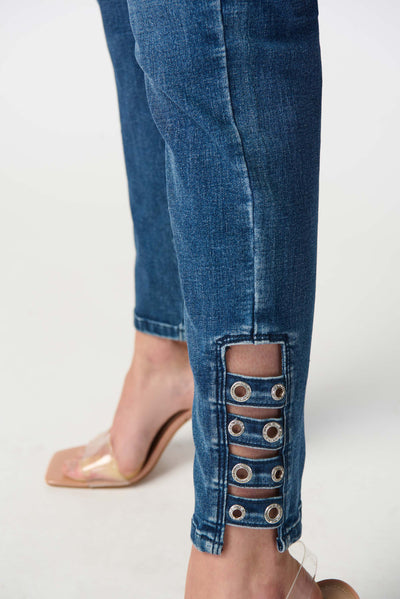 Joseph Ribkoff Classic Slim Jeans with Embellished Hem 