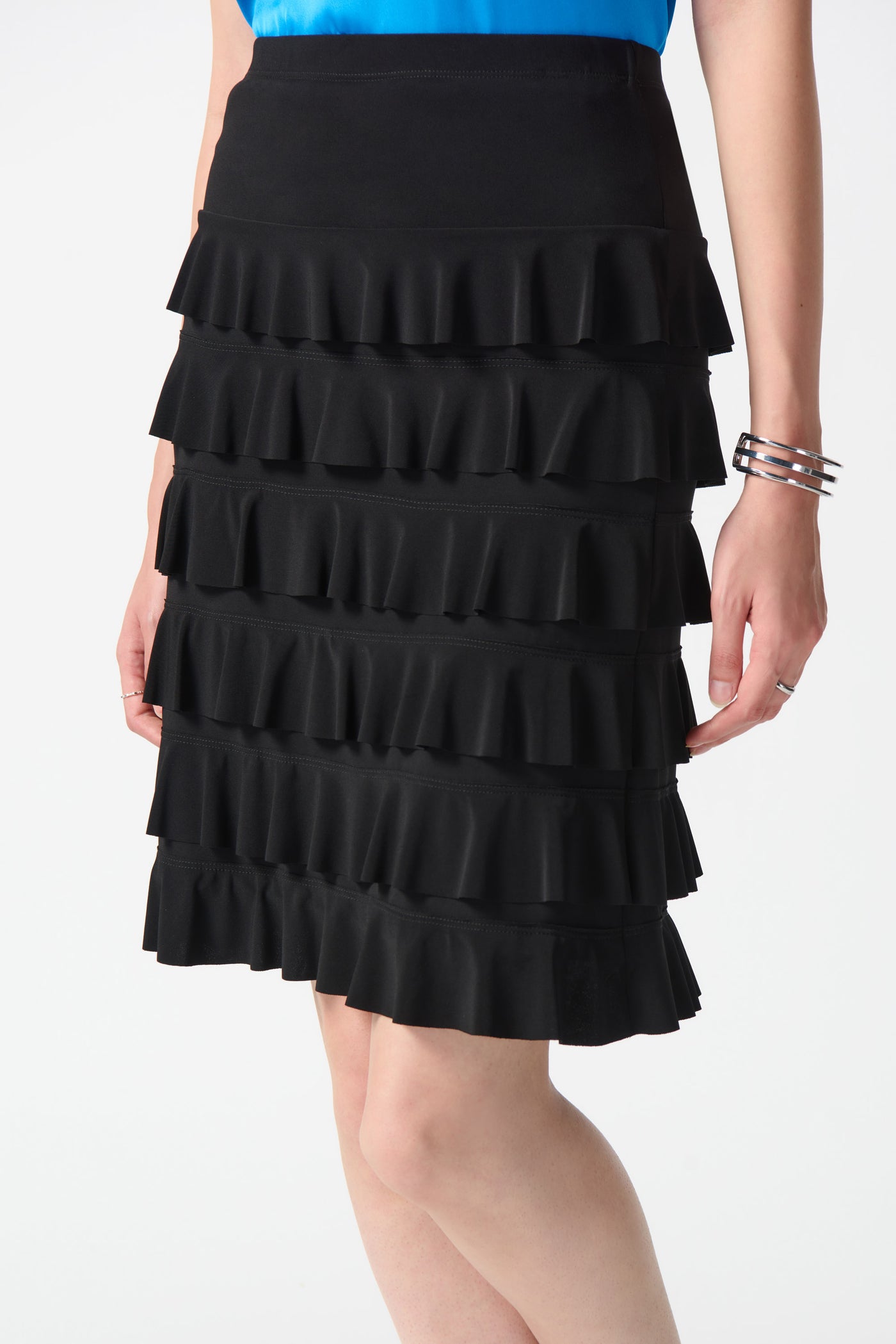 Joseph Ribkoff Silky Knit A-Line Ruffled Skirt 