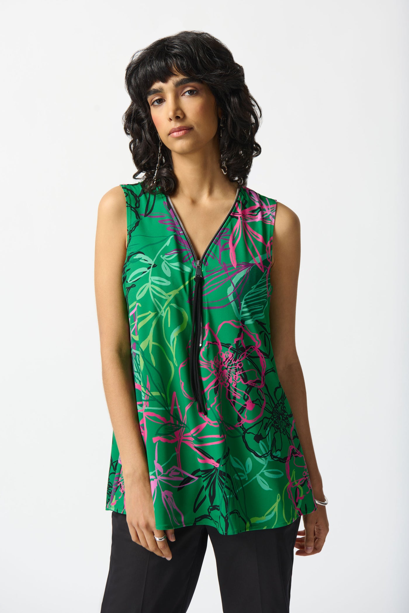 Joseph Ribkoff Silky Knit Floral Print Sleeveless Tunic 