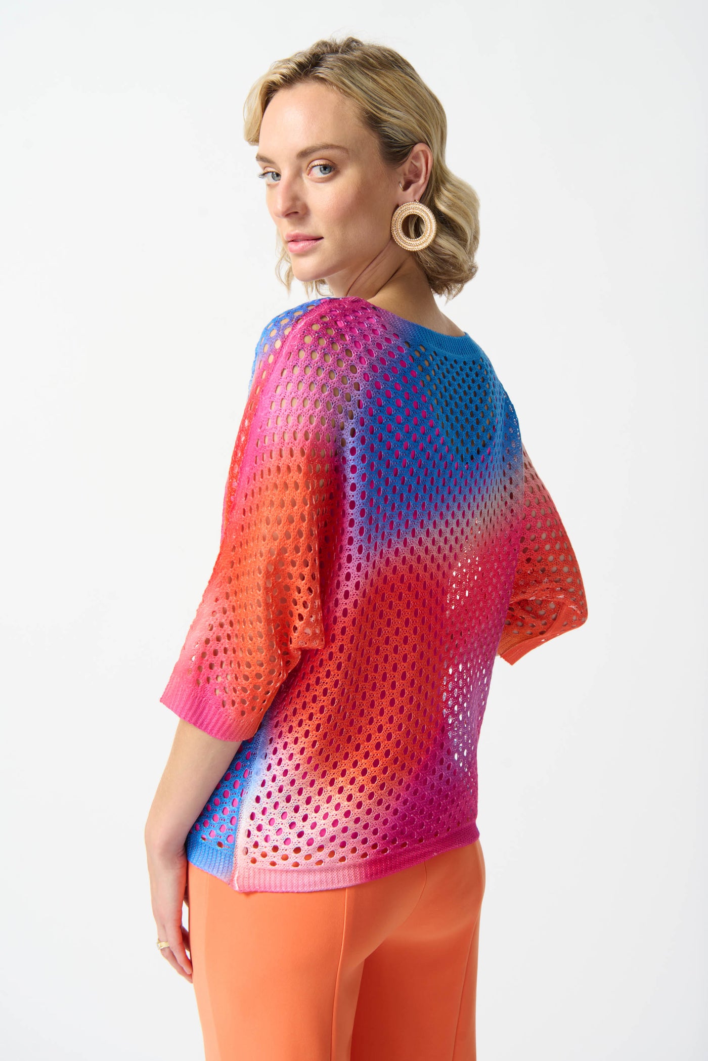 Joseph Ribkoff Open Stitch Abstract Print Pullover Sweater 