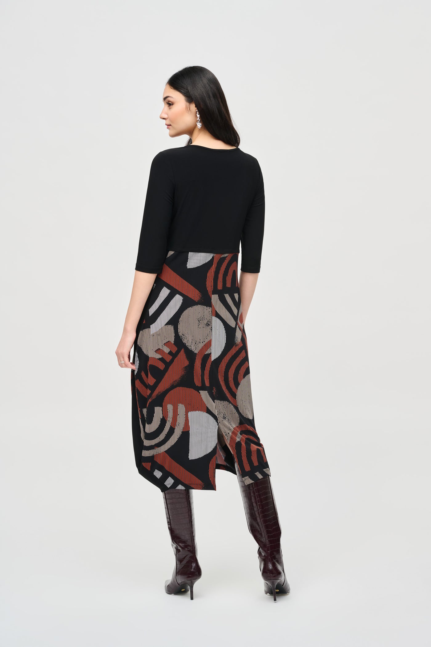 Silky Knit Geometric Print Cocoon Dress Joseph Ribkoff
