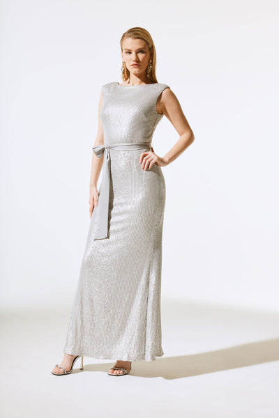Sequined Gown With Satin Sash Joseph Ribkoff