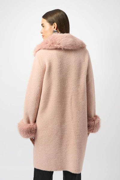 Feather Yarn and Faux Fur Sweater Coat Joseph Ribkoff