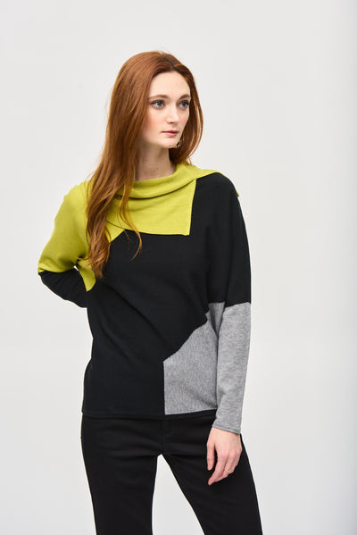 Color-Block Jacquard Sweater Top Joseph Ribkoff