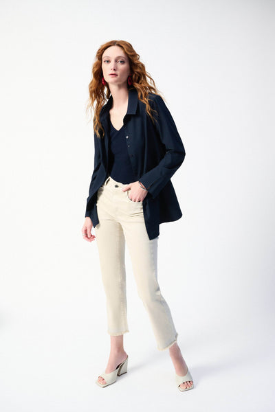 Woven Button-Down Blouse With Pockets - Dream Pants