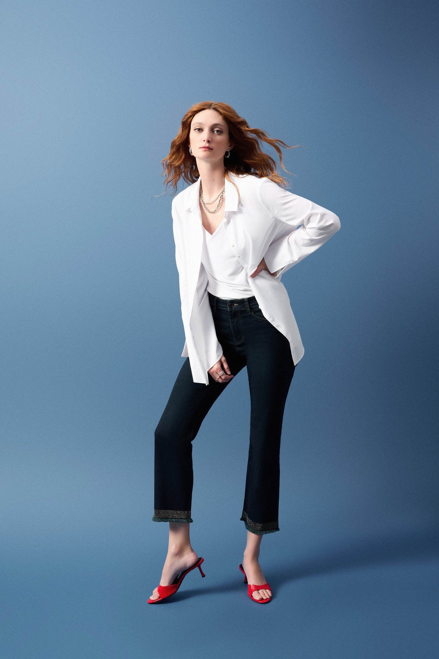 Woven Button-Down Blouse With Pockets - Dream Pants