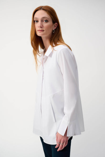 Woven Button-Down Blouse With Pockets - Dream Pants