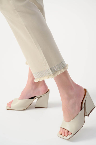 Denim Straight Pants With Frayed Hem - Dream Pants