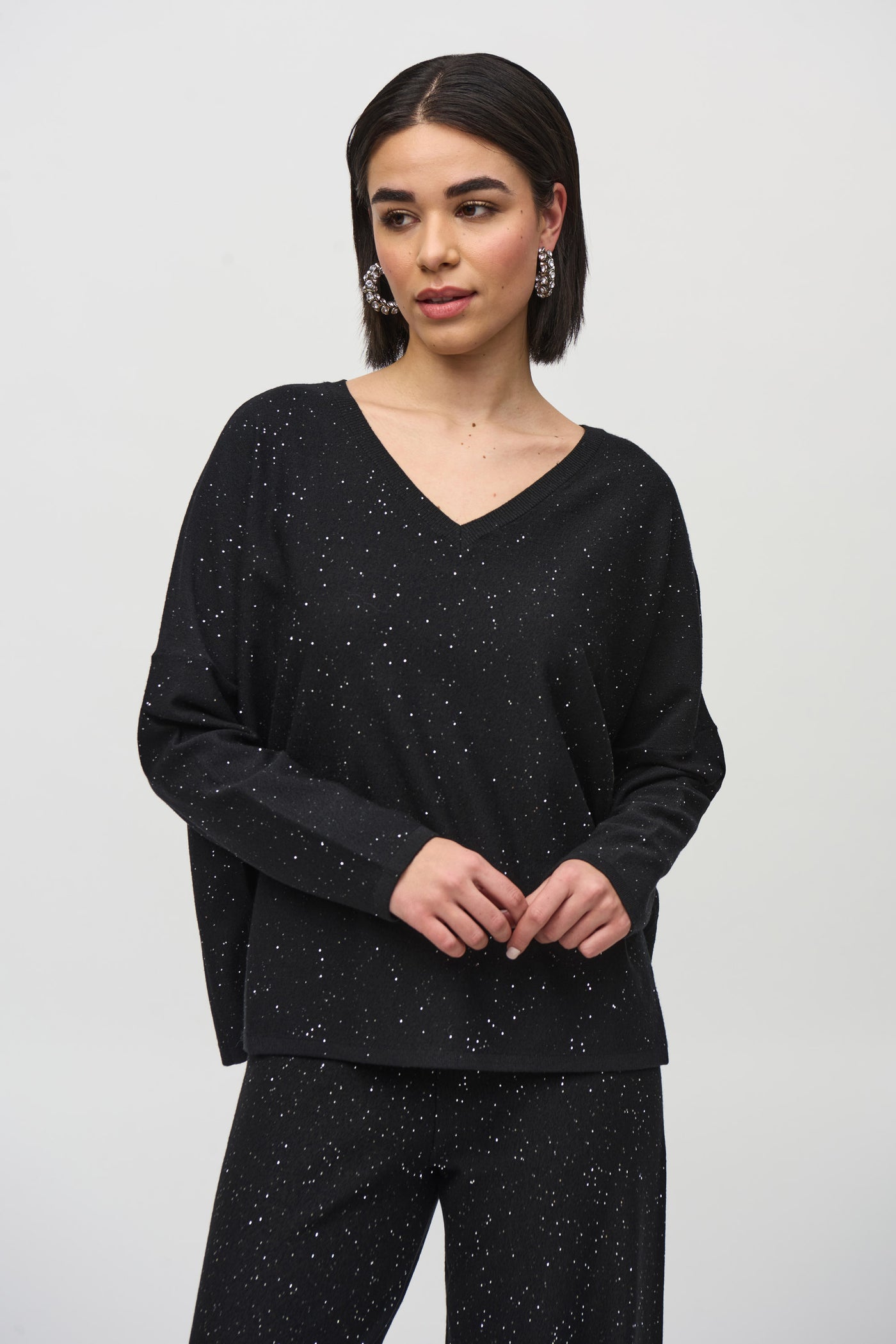 Sequined Sweater Knit Boxy Top Joseph Ribkoff