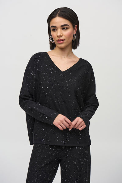 Sequined Sweater Knit Boxy Top Joseph Ribkoff