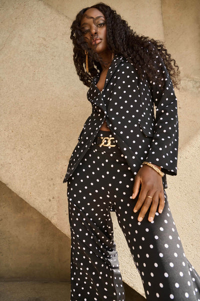 Silky Knit Dot Print Boxy Blazer - Dream Pants