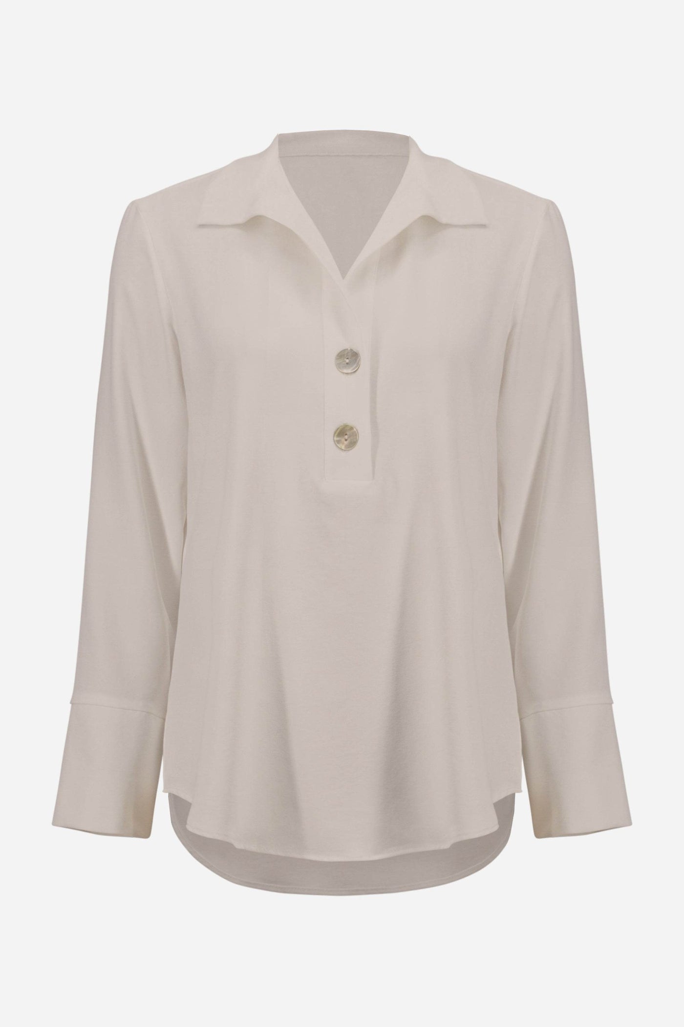 Eggshell Straight Top With Button Detail - Dream Pants