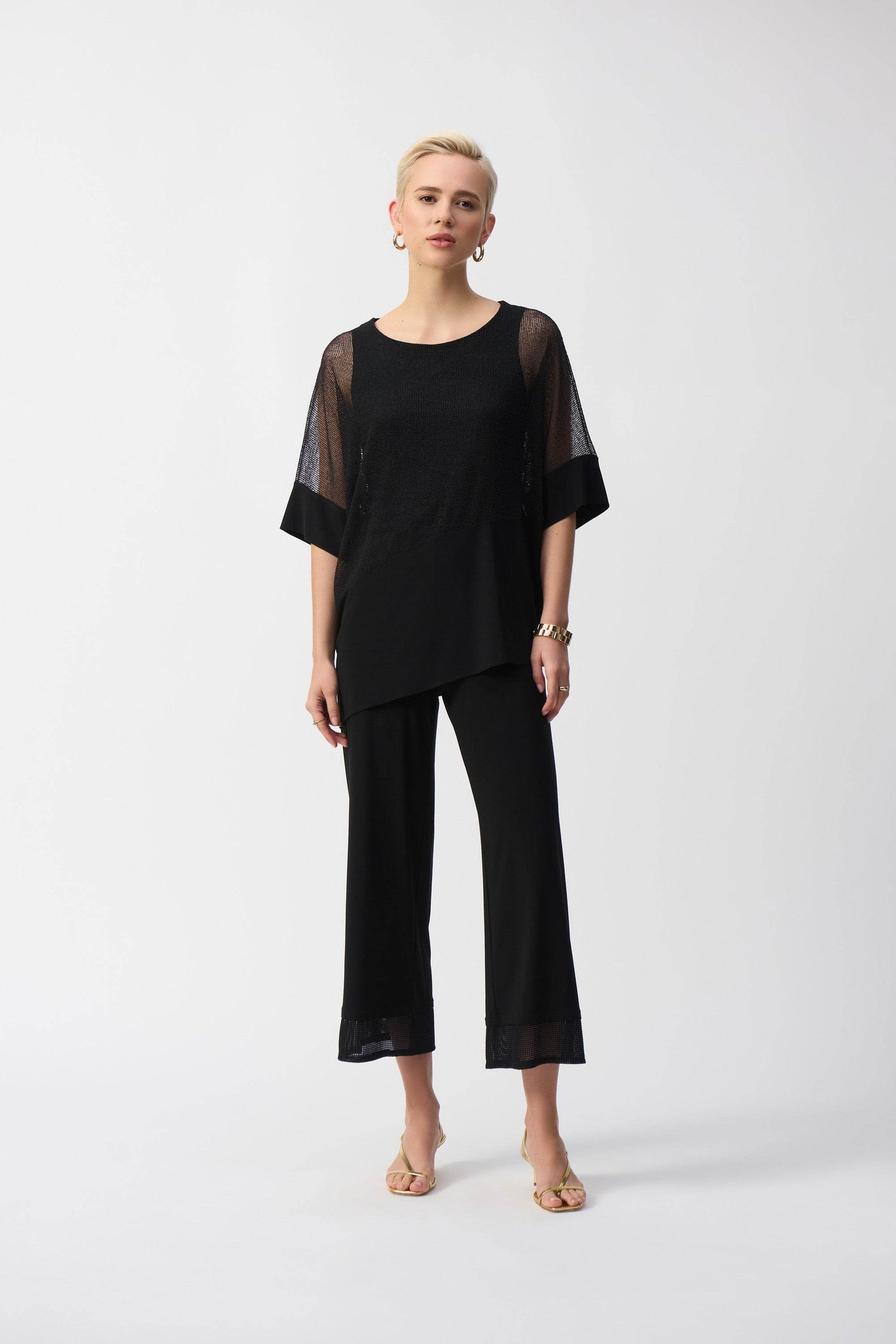 Mesh And Silky Knit Cocoon Top - Dream Pants
