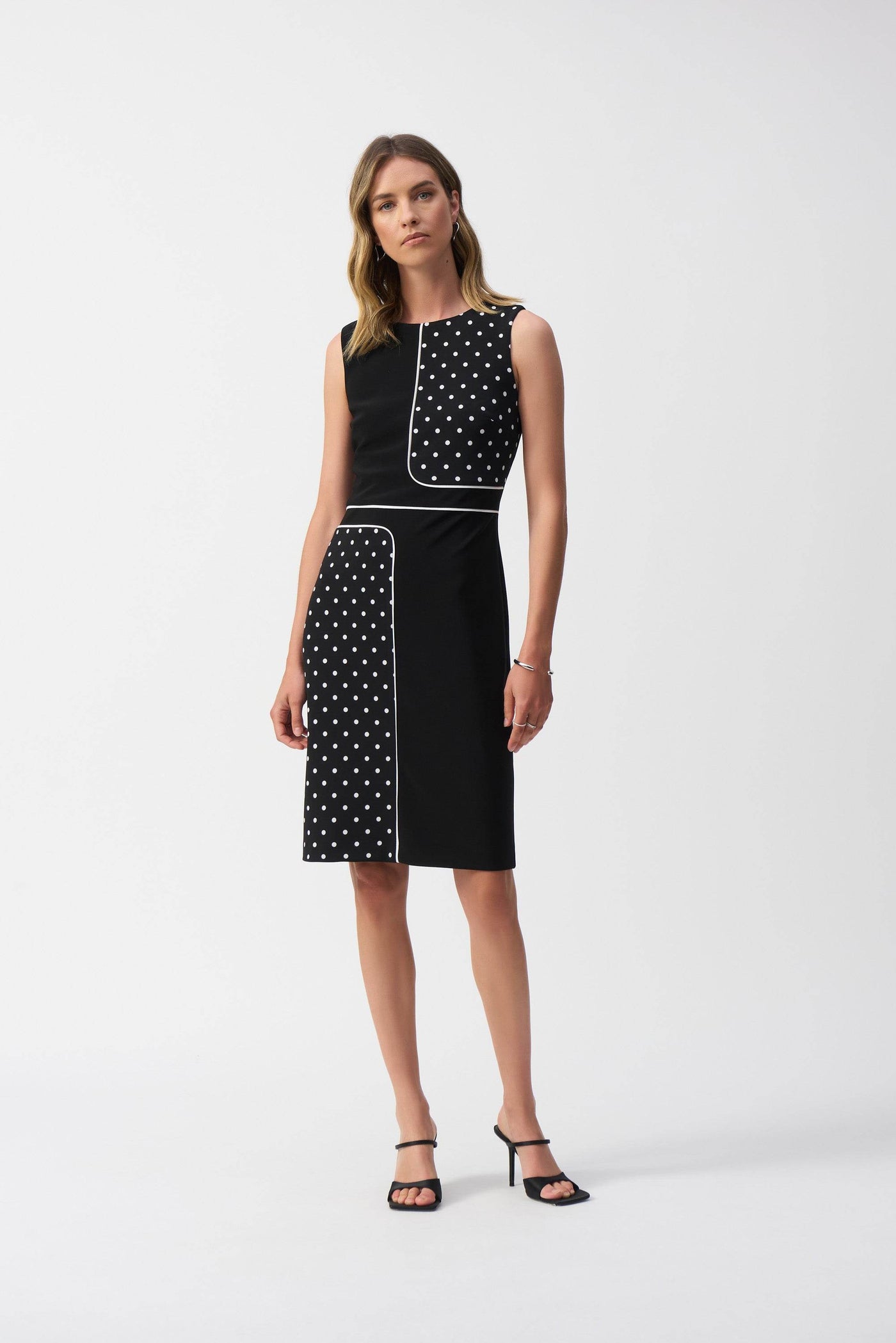 Silky Knit Dot Print Sleeveless Sheath Dress - Dream Pants