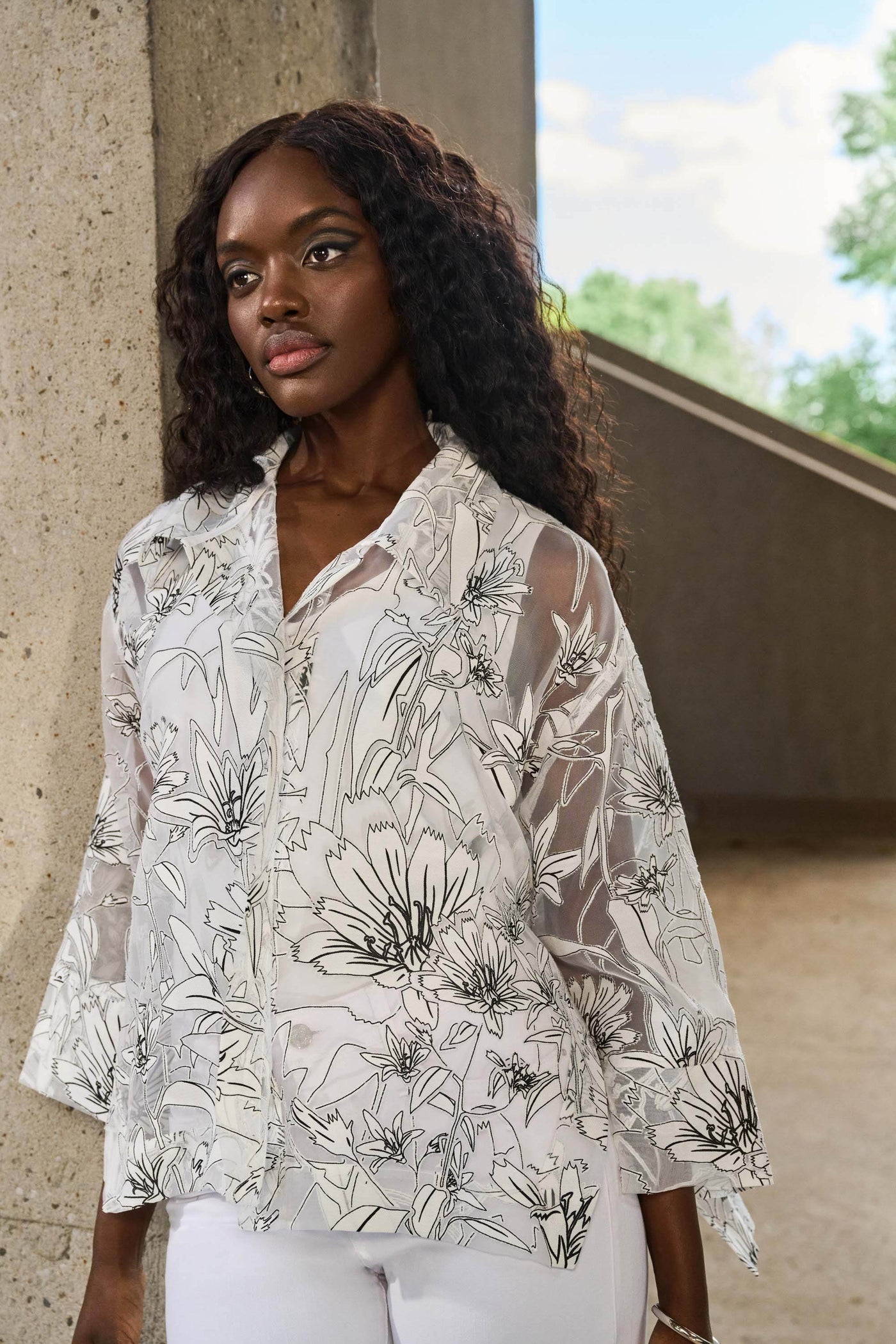 Organza Floral Print Boxy Cover-Up - Dream Pants