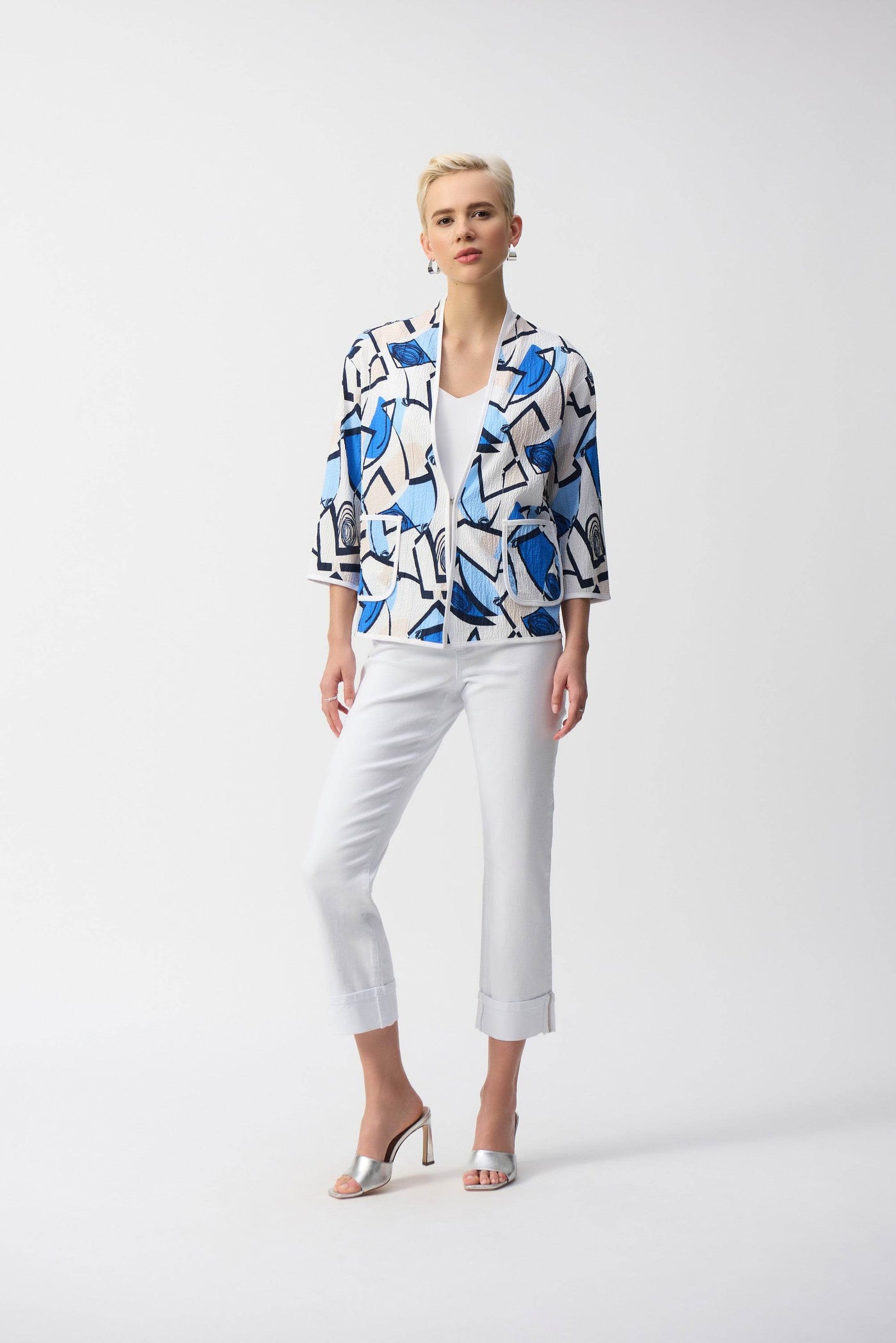 Seersucker Geometric Print Jacket - Dream Pants