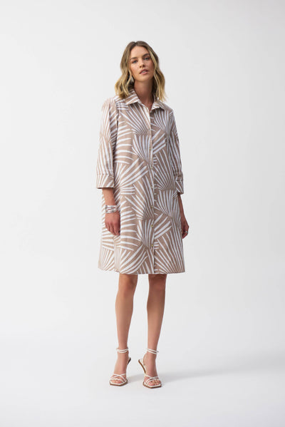 Stretch Poplin Tropical Print Shirt Dress - Dream Pants