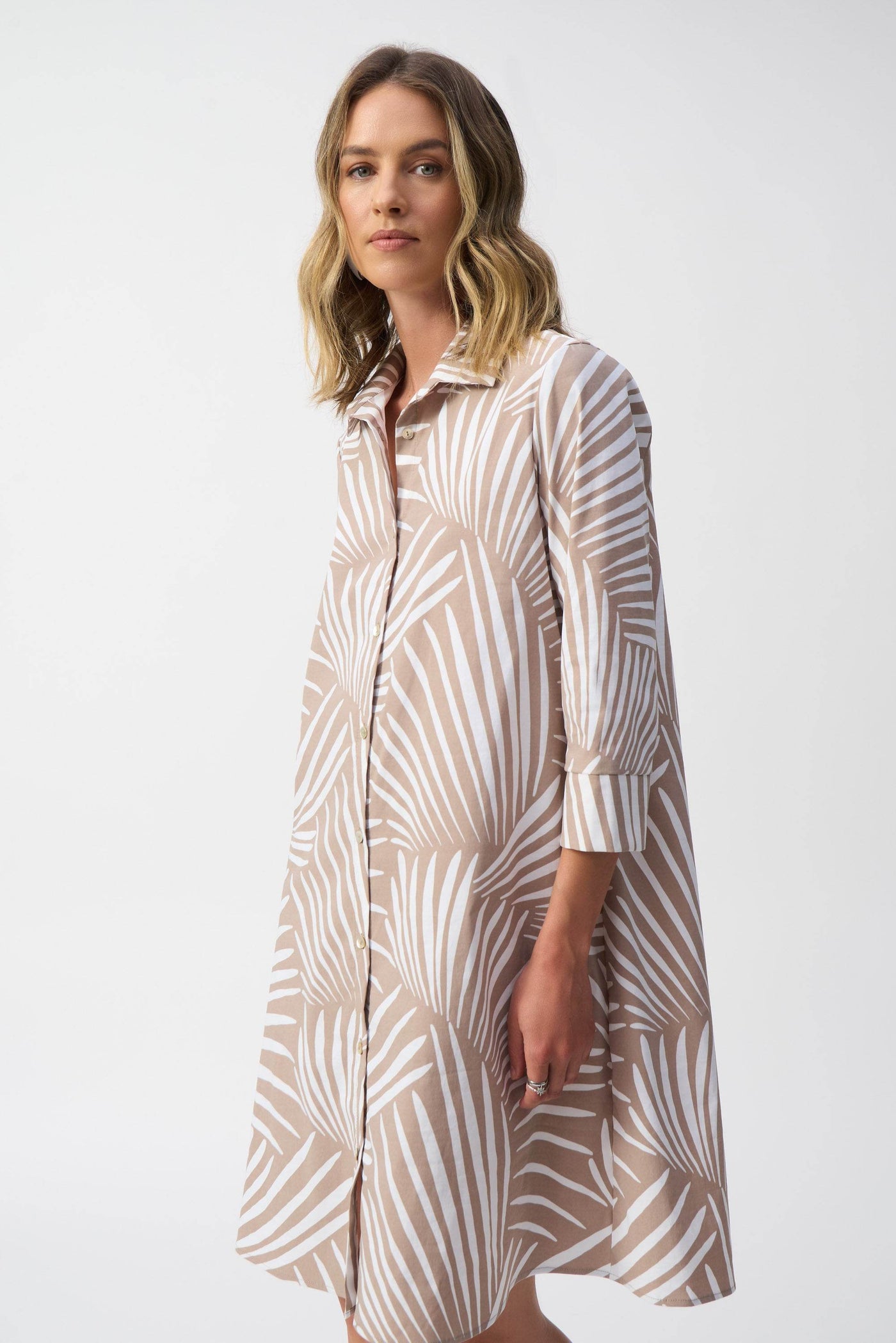 Stretch Poplin Tropical Print Shirt Dress - Dream Pants