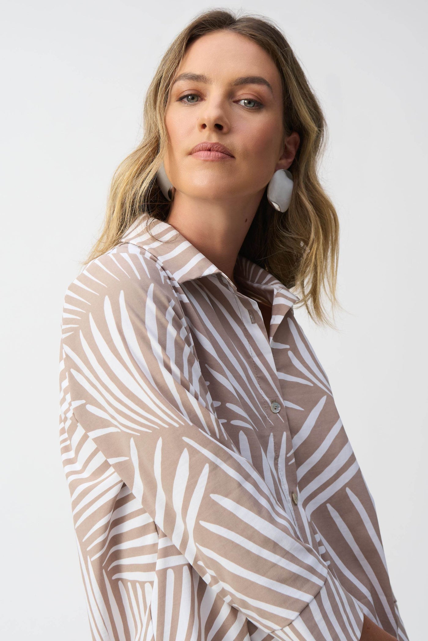 Stretch Poplin Tropical Print Shirt Dress - Dream Pants