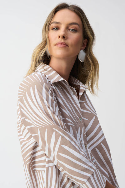 Stretch Poplin Tropical Print Shirt Dress - Dream Pants