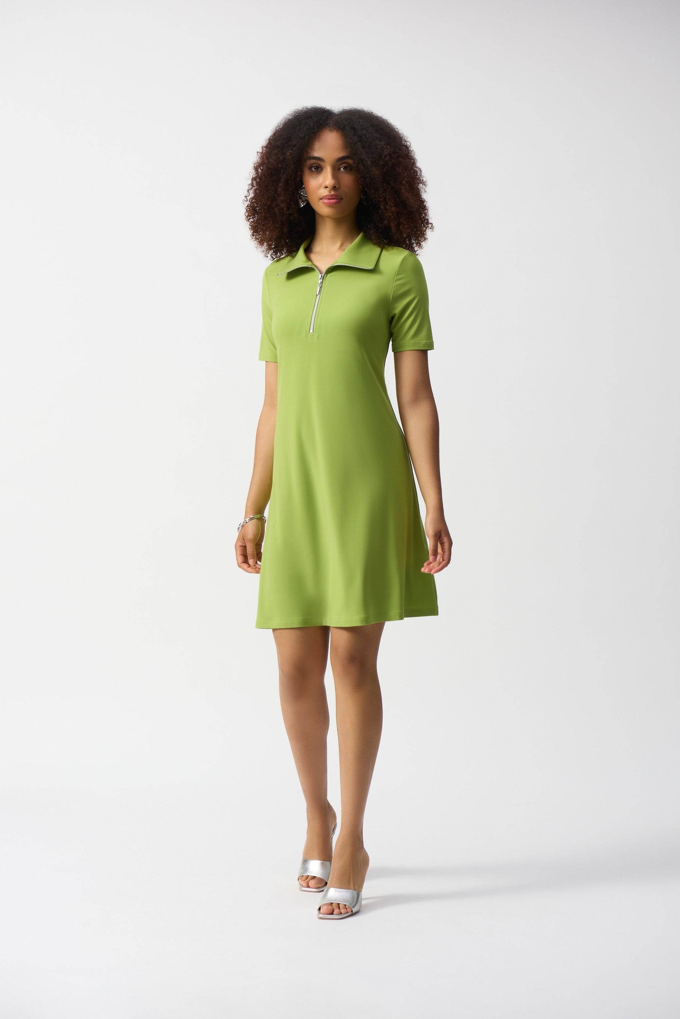 knit trapeze dress Karen Kane Women's Maggie Dress, Small, S, Teal, Rayon/Spandex Brushed Polyester Knit made in the USA Silky Knit Zipped Collar Trapeze
