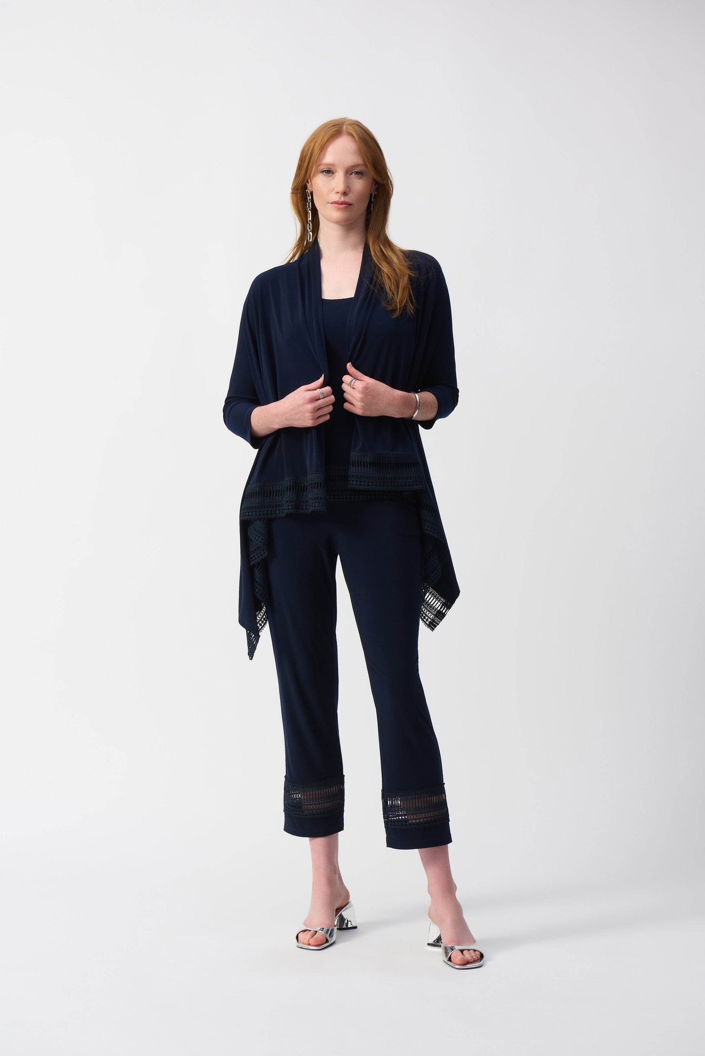 Silky Knit Straight Pants With Guipure Detail - Dream Pants