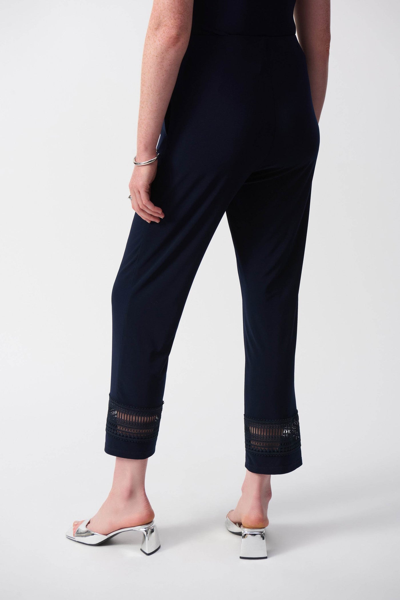 Silky Knit Straight Pants With Guipure Detail - Dream Pants