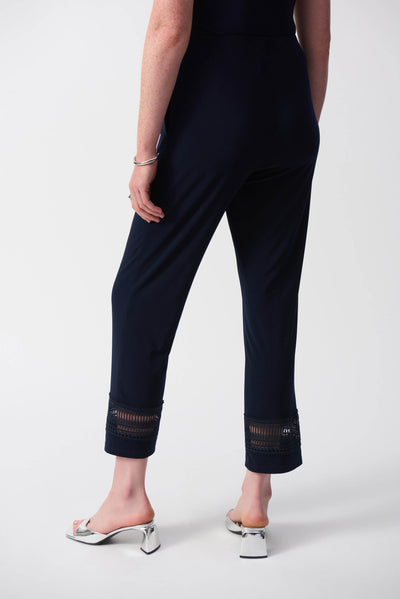Silky Knit Straight Pants With Guipure Detail - Dream Pants