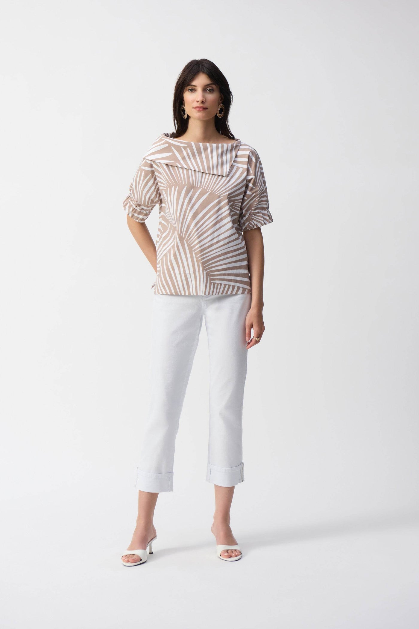 Stretch Poplin Tropical Print Boxy Top - Dream Pants