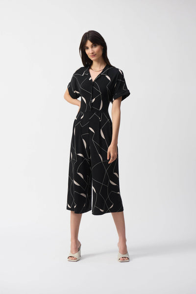 Silky Knit Geometric Print Culotte Jumpsuit - Dream Pants